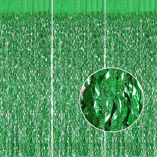 Vista 24 de CYLMFC Paquete de 3 Cortinas de Papel Metálico Arcoíris - 3.3x6.6 pies Serpentinas Metálicas de Oropel Cortinas de Fondo para Cabina de Fotos