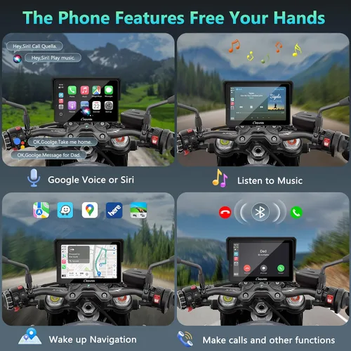 Vista 7 de CARPURIDE W502BS para BMW Moto CarPlay y lectura de datos A-Auto, Maravilla nativa 5" waterproof GPS screen with dual Bluetooth, native data