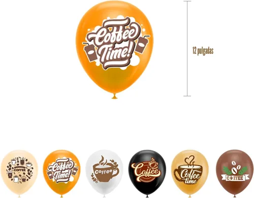 Vista 3 de 30 globos de café, 6 estilos para suministros de fiesta de café y decoraciones de cumpleaños