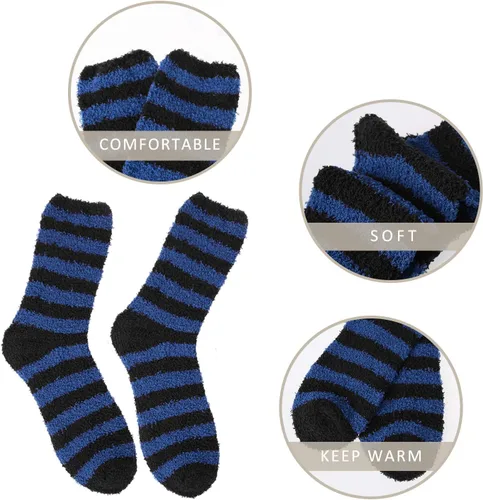 Vista 4 de YSense 5-6 Pairs Mens Fuzzy Socks Winter Slipper Fleece Socks Men