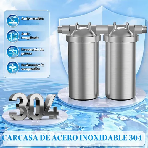 Vista 5 de Filtro de agua para toda la casa OEMIRY, carcasa de filtro de acero inoxidable de 2 etapas