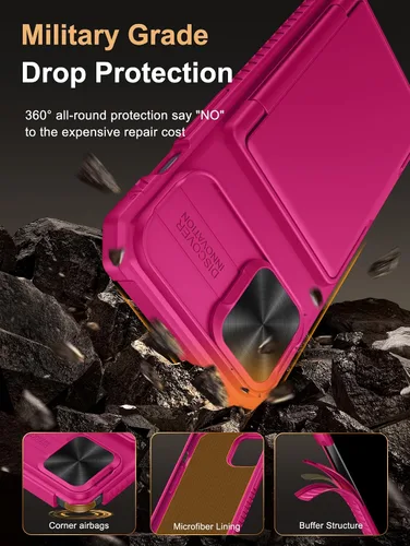 Vista 3 de Vihibii Funda tipo cartera para iPhone 16e / SE4 con tarjetero (4 tarjetas) [bloqueo RFID] y cubierta de cámara deslizante y bordes elevados