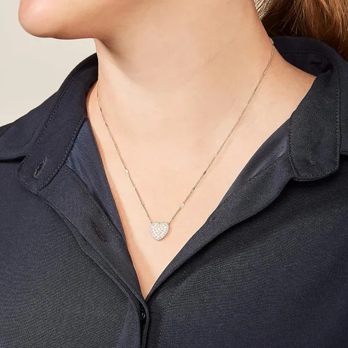 Vista 3 de Fossil collar con dije de acero inoxidable en tono rosa dorado para mujer