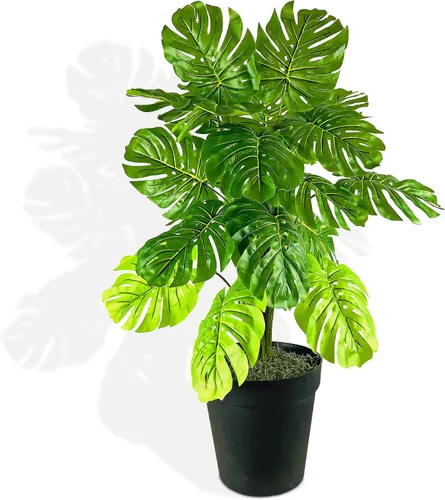 Vista 13 de LCG Florals Planta Monstera artificial de 3 pies, en maceta, planta de esquina falsa grande para interiores, vegetación sintética realista