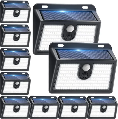Vista 16 de 2 paquetes de luces solares con sensor de movimiento al aire libre, luces solares súper brillantes al aire libre impermeables, 3 modos