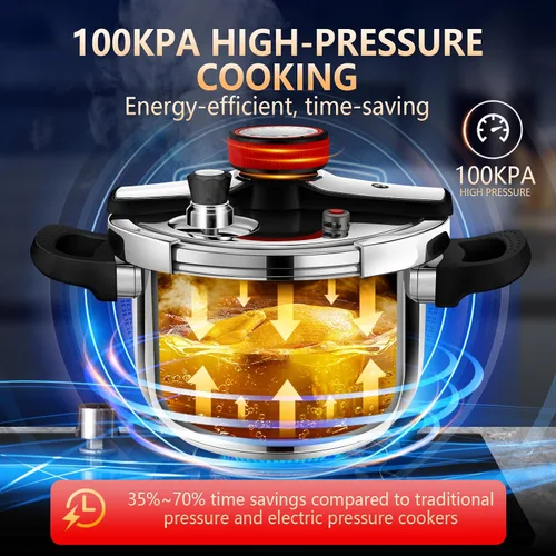 Vista 4 de Olla a presión de acero inoxidable de 4.22 cuartos de galón, olla compacta con múltiples válvulas de seguridad, para alimentos pequeños y estofado