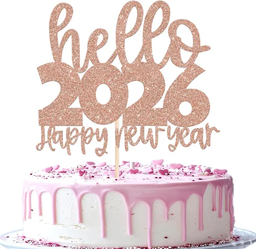 Vista 19 de Rsstarxi 1 paquete de decoración para tartas de Año Nuevo 2024 con purpurina para decoración de pasteles de Año Nuevo 2024, decoración para pasteles