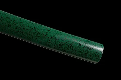 Vista 9 de Katana verde hecha a mano, espada samurái japonesa 1095 de arcilla de acero templada, hoja de afeitar de espiga completa, afilada, regalos para él
