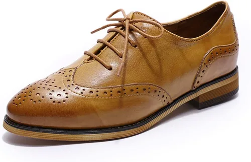 Vista 7 de Mona flying Wingtip Oxfords para mujer Zapatos de cuero con cordones para mujer Negro