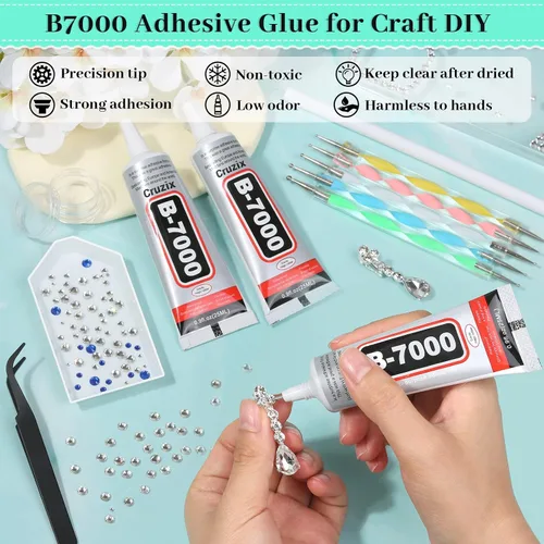 Vista 7 de B7000 Pegamento Transparente con Punta de Precisión, B-7000 Pegamento Adhesivo para Cuentas de Joyería de Viscosidad Media con Lápices Punteadores