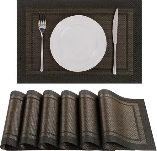 Vista 30 de SHACOS - Caminos de mesa de vinilo tejido, lavables, para uso en interiores o exteriores, fáciles de limpiar