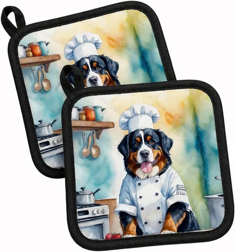 Vista 30 de Caroline's Treasures Coton de Tulear El Chef Par de Agarraderas de Ollas de Cocina Resistentes al Calor Juegos de Agarraderas de Ollas Almohadillas