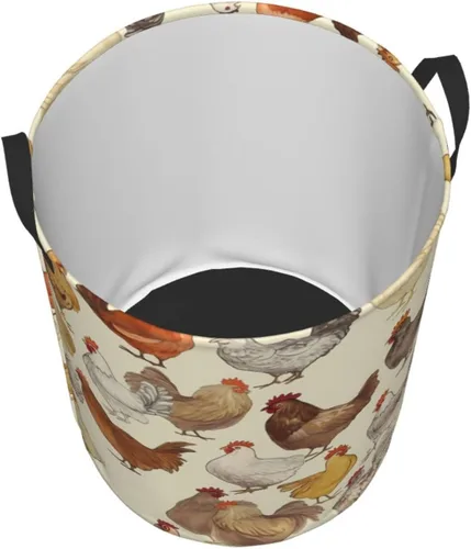Vista 3 de Cesto circular con estampado de una cría de pollos impermeable, cesta organizadora de almacenamiento con asas para ropa, juguetes, pequeña