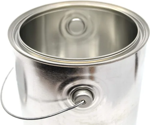 Vista 2 de Lata de pintura metálica de 1 galón con orejas, fianza y tapa, fabricado en los Estados Unidos con metal parcialmente reciclado, 100% reciclable