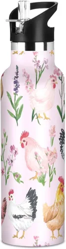 Vista 23 de Botella de agua aislada con popote Kawaii Devon Rex Cats Blush doble pared aislada al vacío ligera para deportes, gimnasio, viajes al aire libre
