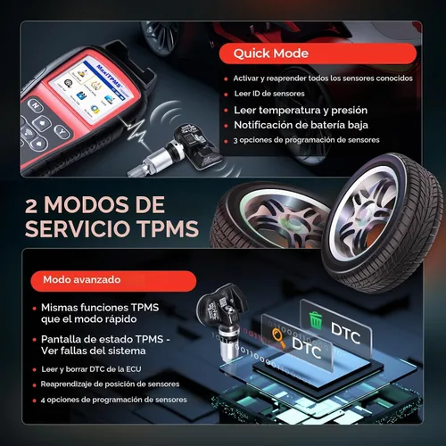 Vista 6 de Autel MaxiTPMS TS508WF Kit 2026, herramienta de programación TPMS con 8 piezas de sensores 315 433MHz (209$), versión WiFi de TS508 TS501 Pro