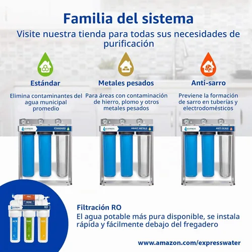 Vista 7 de Express Water WH100SP Sistema de filtro de agua para toda la casa antiescala, azul