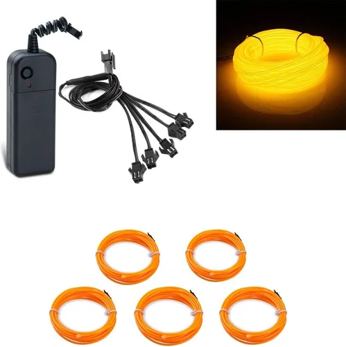 Vista 8 de ABALDI Cable EL, luz de neón portátil, funciona con pilas, paquete de cables electroluminiscentes, alto brillo para decoración de fiestas de Navidad
