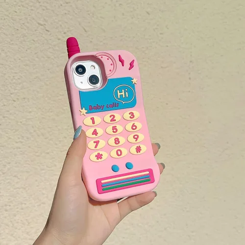 Vista 5 de Funda de silicona suave compatible con iPhone 11, lindas fundas de teléfono divertidas de dibujos animados 3D en rosa retro clásico para mujeres