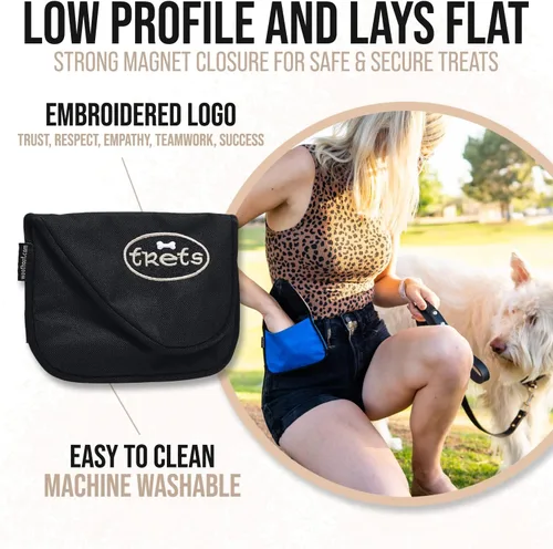 Vista 3 de Woofhoof Bolsa de golosinas para perros, bolsa negra para golosinas de entrenamiento – Soporte de clip para golosinas para perros, diseño innovador