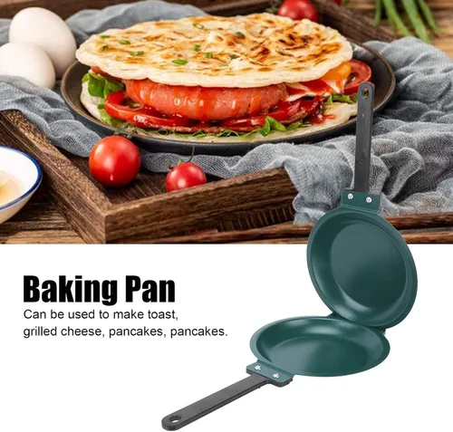 Vista 4 de Sartén para hornear, sartén plegable de acero de doble cara, sartén antiadherente para panqueques para estufa de gas, cocina de inducción