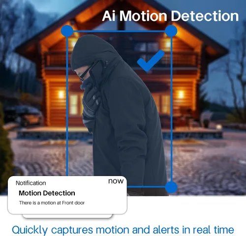 Vista 4 de Cámara de timbre de video 2K inalámbrica con visión de cuerpo completo y detección de inteligencia artificial, visión nocturna, alertas