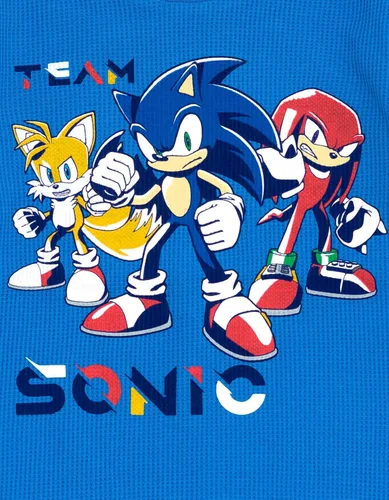 Vista 4 de SEGA Sonic the Hedgehog Tails Knuckles - Camiseta térmica para niños pequeños y grandes
