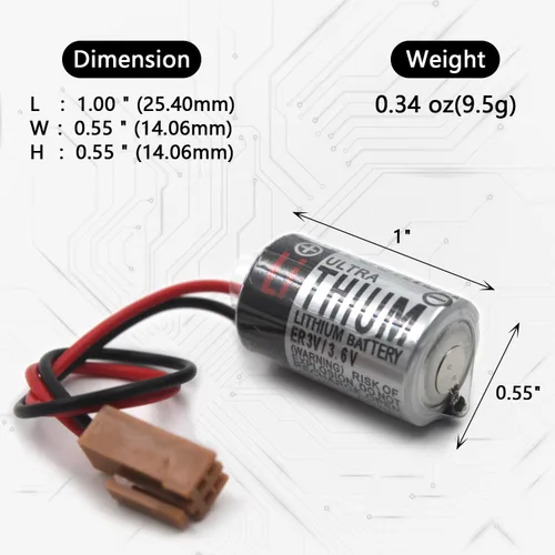 Vista 2 de Paquete de 5 baterías ER3V de 3.6 V 1200 mAh para Toshiba JZSP-BA01, R88A-BAT02W