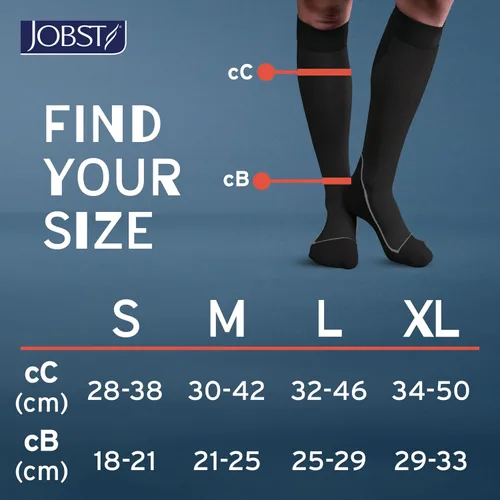 Vista 6 de JOBST Calcetines deportivos de compresión hasta la rodilla, 20-30 mmHg, negro/negro frío, talla S