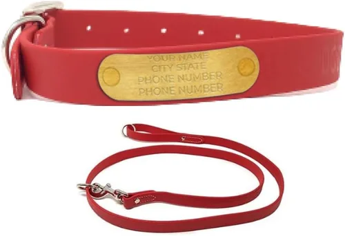 Vista 16 de Regal Dog Products Collares de perro pequeños negros impermeables con placa de nombre personalizada grabada Collar de perro de Biothane