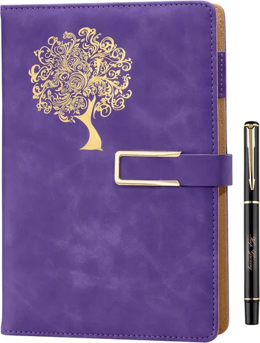 Vista 11 de Fanery sue Tree of Life - Diario de escritura recargable para mujeres y hombres, cuaderno de tapa dura de piel sintética, A5, rayado universitario