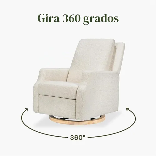 Vista 2 de Namesake Crewe - Silla reclinable para guardería con giro de 360°, color marfil Boucle marfil con base de madera clara