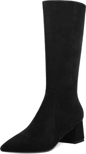 Vista 24 de MOVINSTEPS Botas de tacón bajo grueso con cremallera y puntera puntiaguda para mujer, de 2.0 in Verde militar