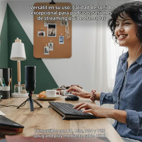 Vista 2 de Cherry UM 3.0, micrófono USB para podcasting, transmisión y uso de oficina en casa, patrón polar cardioide, conector para auriculares, compatible UM
