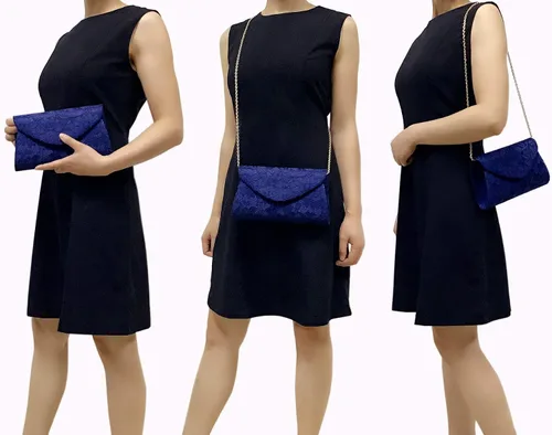 Vista 7 de CHARMING TAILOR Bolso de mano clásico de encaje formal, bolso de noche para baile de graduaciónboda
