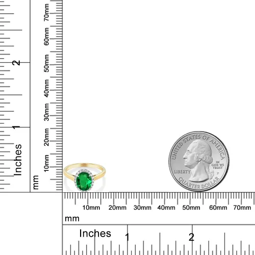 Vista 25 de Gem Stone King Anillo de compromiso ovalado de oro amarillo de 10 quilates con piedra natal y halo de diamantes Ovalado de 0.354 x 0.276 in
