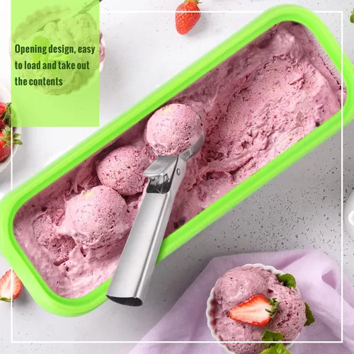 Vista 4 de Rtteri 6 recipientes de helado de 1.59 cuartos de galón con 2 cucharas de servir, 1 rollo de calcomanías tapas, recipientes reutilizables