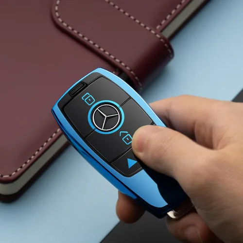 Vista 6 de Compatible con funda para llavero Mercedes Benz, accesorios azules