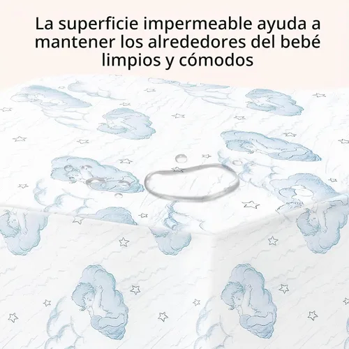 Vista 5 de Dream On Me Nap Nest Colchón de cuna y cama de bebé, de doble cara - para bebés y niños pequeños, colchón impermeable de 5" con 88 muelles Nube azul