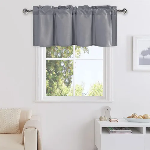 Vista 19 de DWCN Cortinas de Cenefa para Sala de Estar, Cocina, Baño/Sótano - Aqua Sólido, 1 Panel, 42 x 12 Pulgadas, Oscurecimiento de Habitación Solid Short