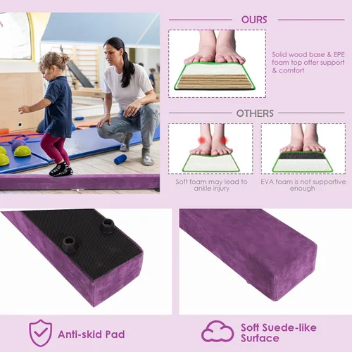 Vista 4 de Giantex Haz de equilibrio de 7/8/9 pies, haz de gimnasia plegable con asas de transporte, base de goma antideslizante para niños, haz de gimnasia