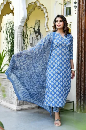 Vista 2 de Conjunto de kurti para mujer con dupatta indio para fiesta, tops Kurta con pantalones