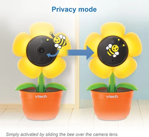 Vista 5 de VTech RM9751 Yellow Daisy Smart Wi-Fi Cámara para bebé, compatible con iOS y Android, 1080p Full HD, cubierta de modo de privacidad, luz nocturna