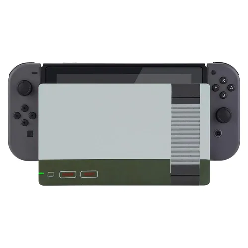 Vista 3 de eXtremeRate Custom Soft Touch Grip Faceplate for Nintendo Switch Dock Classics NES Style Patterned DIY Replacement Housing Shell for Nintendo Switch