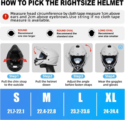 Vista 8 de TRIANGLE - Cascos de motocicleta para adultos, para bicicleta de tierra, ATV, deportes duales, casco integral con visera tintada, aprobado por DOT