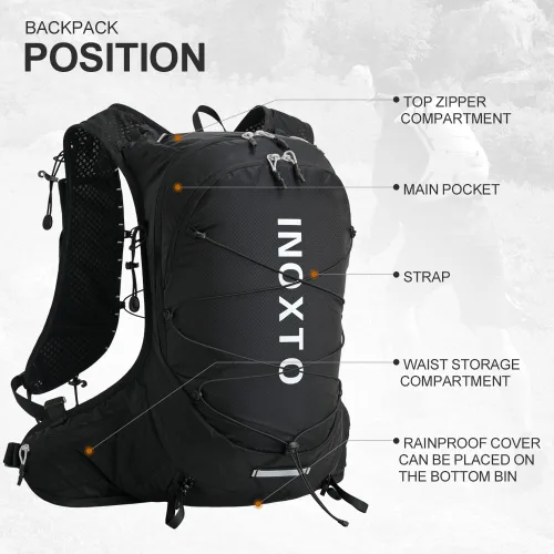 Vista 5 de IX INOXTO Mochila de hidratación para senderismo con bolsa de agua de 3 litros para mujeres y hombres, mochila de agua de 25 litros para senderismo