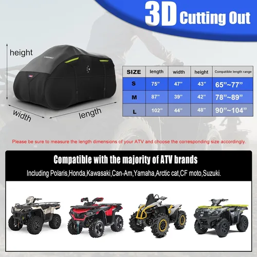 Vista 7 de 600D Cubierta para ATV Impermeable Resistente Transportable Cubierta para 4 Ruedas Cubierta Quad Coberturas ATV Todas las Estaciones Resistente al