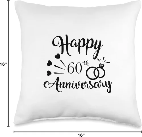 Vista 4 de Couple 60th Anniversary Gift Co. Couples Present Cool Happy 60th Anniversary - Cojín para cojín (15.7 x 15.7 in), multicolor