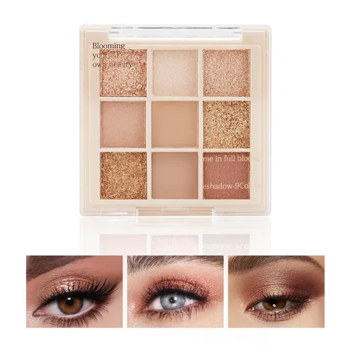 Vista 24 de Boobeen Paleta de sombras de ojos nude – maquillaje mate y brillante, polvo cremoso altamente pigmentado para sombra de ojos, crea un aspecto
