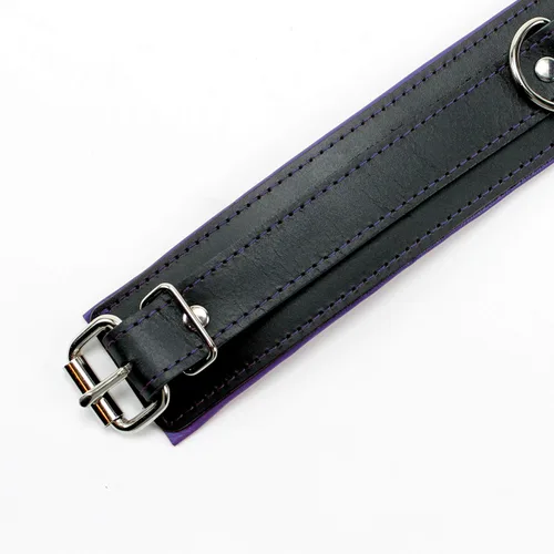 Vista 3 de Madison Collar O-Ring Superior Latigo Cuero Suave Cordero Hecho A Mano Elegante Collar Acolchado, Violeta oscuro